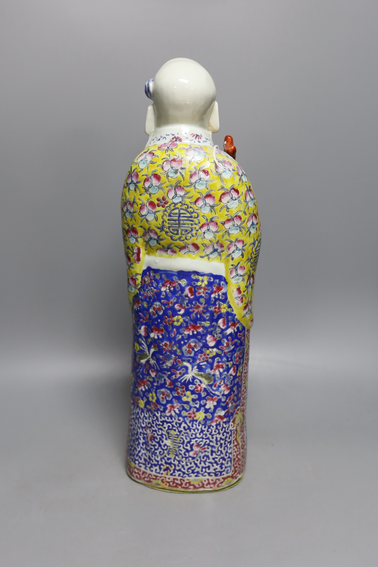 A large Chinese porcelain figure of Shou Lao, Republic period, 45cm